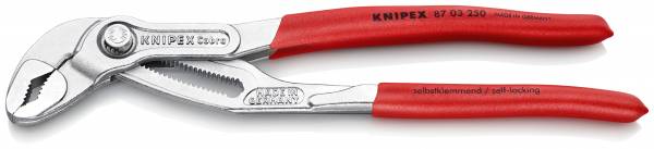 KNIPEX 87 03 250 Cobra® Hightech-Wasserpumpenzange 250 mm verchromt mit rutschhemmendem Kunststoff