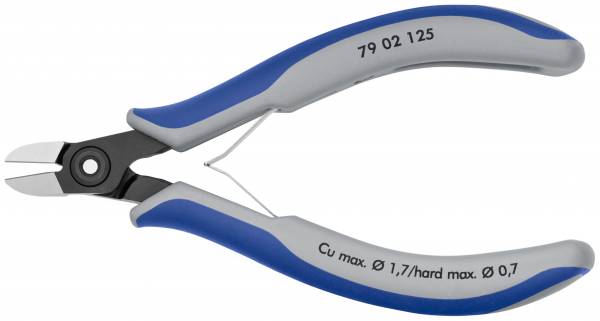 KNIPEX 79 02 125 Präzisions-Elektronik-Seitenschneider 125 mm brüniert mit Mehrkomponenten-Hüllen po