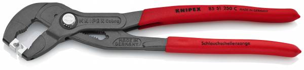 KNIPEX 85 51 250 C Schlauchschellenzange für Click-Schellen 250 mm grau atramentiert mit rutschhemme