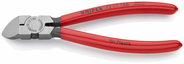 KNIPEX 72 11 160 Seitenschneider für Kunststoff 160 mm mit Kunststoff überzogen poliert
