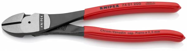 KNIPEX 74 01 200 Kraft-Seitenschneider 200 mm schwarz atramentiert mit Kunststoff überzogen poliert