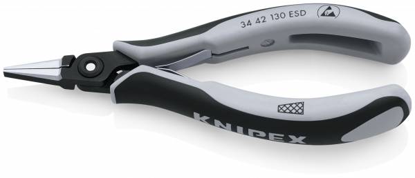 KNIPEX 34 42 130 ESD Präzisions-Elektronik-Greifzange ESD 130 mm brüniert mit Mehrkomponenten-Hüllen