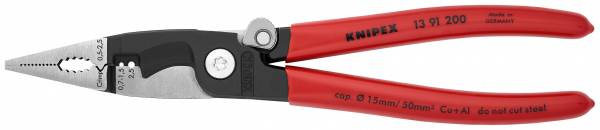 KNIPEX 13 91 200 SB Elektro-Installationszange 200 mm schwarz atramentiert mit Kunststoff überzogen