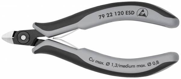 KNIPEX 79 22 120 ESD Präzisions-Elektronik-Seitenschneider ESD 120 mm brüniert mit Mehrkomponenten-H