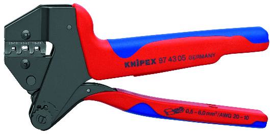 KNIPEX 97 43 05 Crimp-Systemzange für auswechselbare Crimpeinsätze 200 mm brüniert mit Mehrkomponent