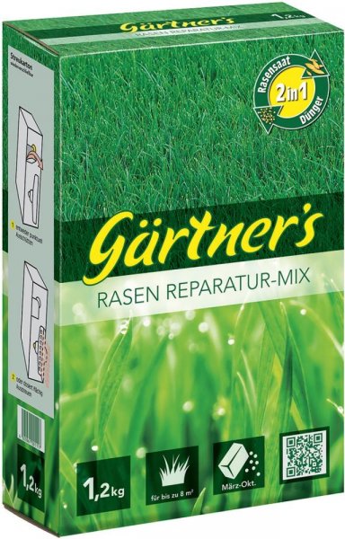 Gärtners Rasen-Reparatur-Mix 1,2 kg Saatgut + Dünger