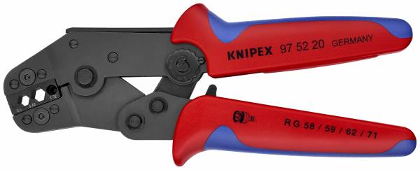 KNIPEX 97 52 20 Crimpzange kurze Bauform 195 mm brüniert mit Mehrkomponenten-Hüllen brüniert