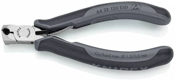 KNIPEX 64 32 120 ESD Elektronik-Vornschneider ESD 120 mm mit Mehrkomponenten-Hüllen spiegelpoliert
