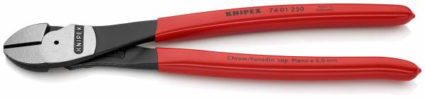 KNIPEX 74 01 250 SB Kraft-Seitenschneider 250 mm schwarz atramentiert mit Kunststoff überzogen polie