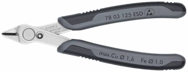KNIPEX 78 03 125 ESD Electronic Super Knips® ESD 125 mm mit Mehrkomponenten-Hüllen poliert