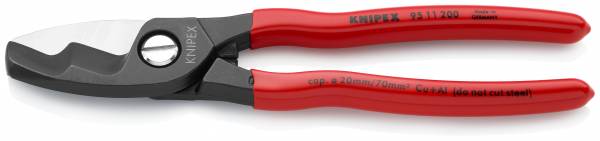 KNIPEX 95 11 200 Kabelschere mit Doppelschneide 200 mm brüniert mit Kunststoff überzogen