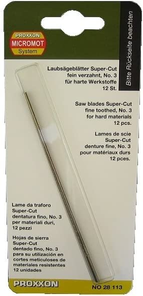PROXXON Super-Cut-Laubsägeblatt für Eisen, fein verzahnt, (No.3: 41 Zähne auf 25 mm), 12 Stück 28113