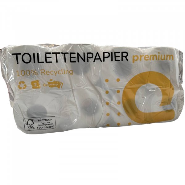 64 Rollen Premium Toilettenpapier RC Tissue weiß 2-lagig 250 Blatt