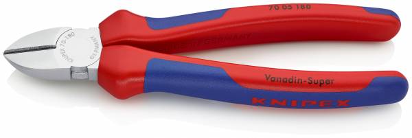 KNIPEX 70 05 180 Seitenschneider 180 mm verchromt mit Mehrkomponenten-Hüllen