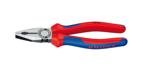 KNIPEX 03 02 180 Kombizange mit Mehrkomponenten-Hüllen schwarz atramentiert 180 mm