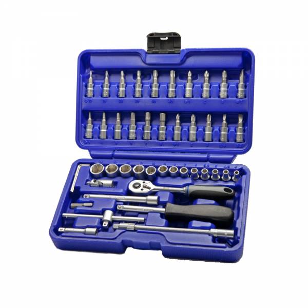 WHB Steckschlüssel-Satz 45-tlg 1/4" mit 48 Zahn Knarre 5001 in Box Torx Pozidriv PH