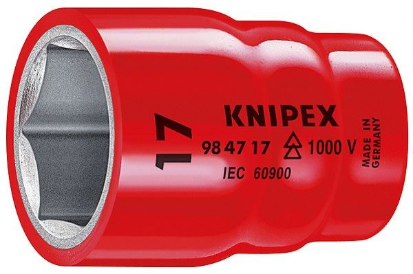 KNIPEX Steckschlüsseleinsätze für Sechskantschrauben mit Innenvierkant 1/2" 98471"