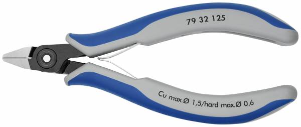 KNIPEX 79 32 125 Präzisions-Elektronik-Seitenschneider 125 mm brüniert mit Mehrkomponenten-Hüllen po