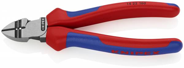 KNIPEX 14 22 160 SB Abisolier-Seitenschneider 160 mm schwarz atramentiert mit Mehrkomponenten-Hüllen