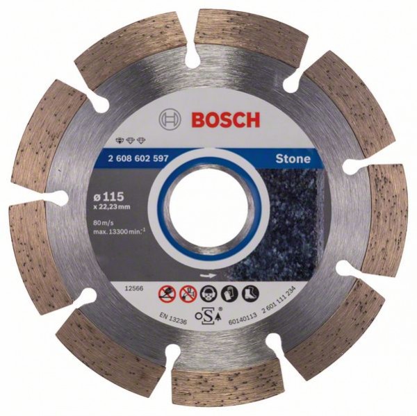 BOSCH DIAMANTTRENNSCHEIBE STANDARD FOR STONE, 115 X 22,23 X 1,6 X 10 MM, 1ER-PACK