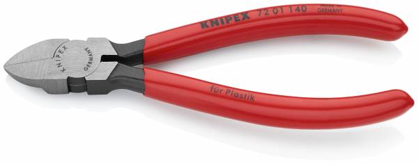 KNIPEX 72 01 140 Seitenschneider für Kunststoff 140 mm mit Kunststoff überzogen poliert