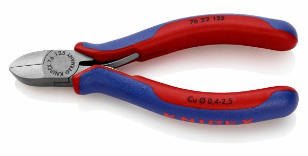 KNIPEX 76 22 125 Seitenschneider für Elektromechaniker 125 mm schwarz atramentiert