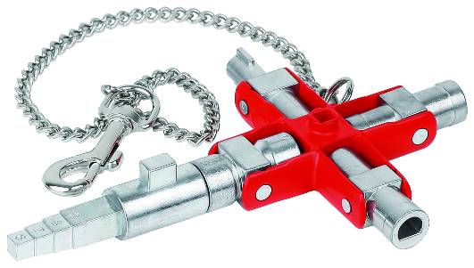 KNIPEX 00 11 06 V01 Universal-Schlüssel "Bau" für gängige Schränke und Absperrsysteme 90 mm