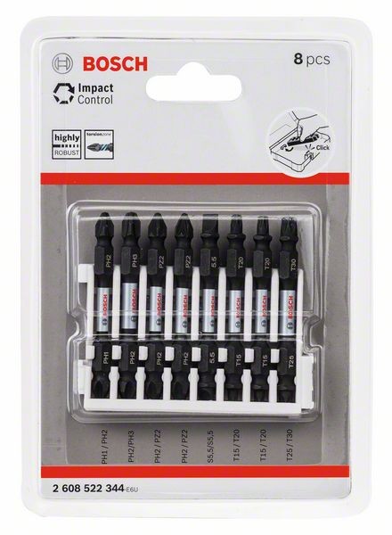 BOSCH DOPPELKLINGENBIT-SET IMPACT CONTROL, 8-TEILIG, DIVERSE, 65 MM 2608522344