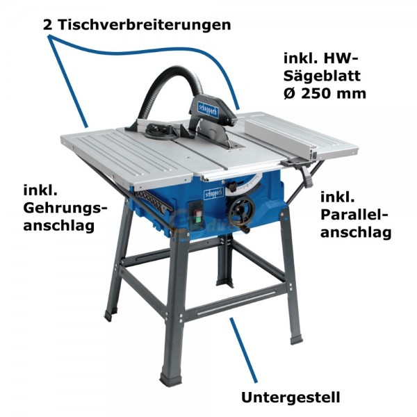 Scheppach Tischkreissäge HS100S M. Untergestell / Tischverbreiterung / Anschläge