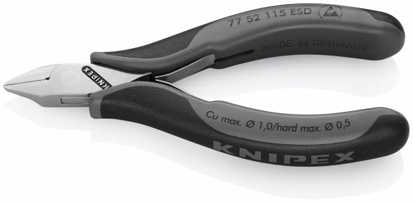 KNIPEX 77 52 115 ESD Elektronik-Seitenschneider ESD 115 mm mit Mehrkomponenten-Hüllen spiegelpoliert