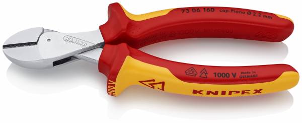 KNIPEX 73 06 160 SB X-Cut® Kompakt-Seitenschneider hochübersetzt 160 mm verchromt isoliert mit Mehr
