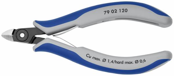 KNIPEX 79 02 120 Präzisions-Elektronik-Seitenschneider 120 mm brüniert mit Mehrkomponenten-Hüllen po