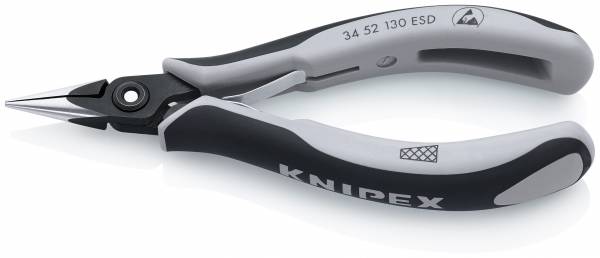 KNIPEX 34 52 130 ESD Präzisions-Elektronik-Greifzange ESD 130 mm brüniert mit Mehrkomponenten-Hüllen