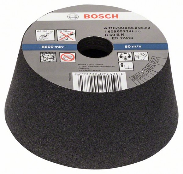 BOSCH SCHLEIFTOPF, KONISCH-STEIN/BETON 90 MM, 110 MM, 55 MM, 60