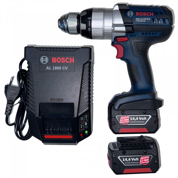 Bosch Professional Akku-Schlagbohrschrauber GSB 14,4VE-2-LI 2x3,0Ah mit L-Boxx