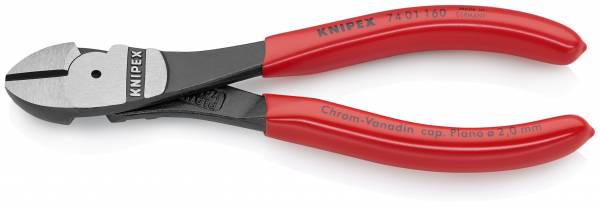 KNIPEX 74 01 160 SB Kraft-Seitenschneider 160 mm schwarz atramentiert mit Kunststoff überzogen polie