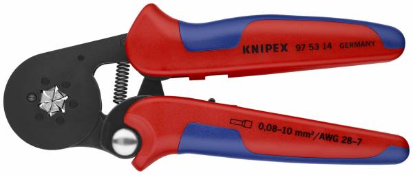 KNIPEX 97 53 14 SB Selbsteinstellende Crimpzange für Aderendhülsen mit Seiteneinführung 180 mm brüni