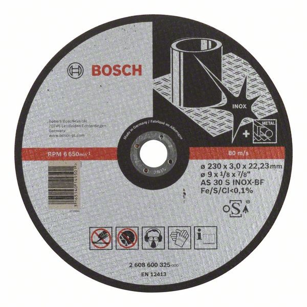 BOSCH TRENNSCHEIBE GERADE EXPERT FOR INOX AS 30 S INOX BF, 230 MM, 22,23 MM, 3 MM