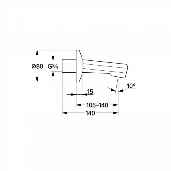 GROHE Wanneneinlauf 13540 DN20 Ausladung 140mm chrom