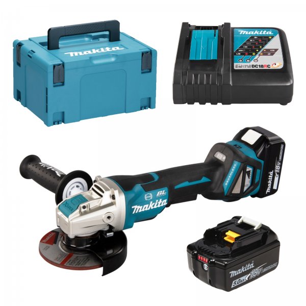 Makita Akku-Winkelschleifer LXT 18V 2x5,0 Ah DGA519RTJ