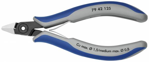 KNIPEX 79 42 125 Präzisions-Elektronik-Seitenschneider 125 mm brüniert mit Mehrkomponenten-Hüllen po