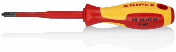 KNIPEX 98 24 01 SL Schraubendreher (Slim) für Kreuzschlitzschrauben Phillips® 187 mm brüniert isolie