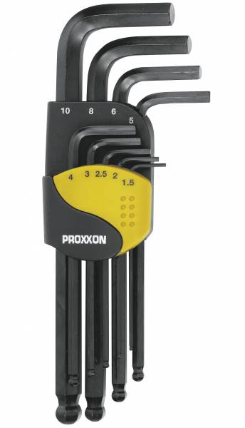PROXXON Winkelschlüsselsatz für Innensechskant-Schrauben, 9-tlg. (1,5 bis 10 mm) 23946