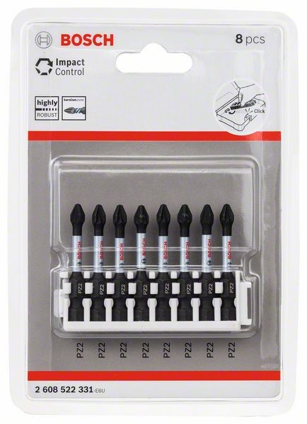 BOSCH SCHRAUBERBIT-SET IMPACT CONTROL, 8-TEILIG, PZ2, 50 MM 2608522331