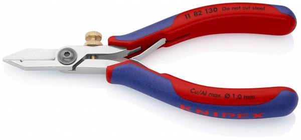 KNIPEX 11 82 130 Elektronik-Abisolierschere 140 mm mit Mehrkomponenten-Hüllen poliert