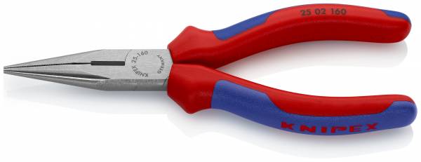 KNIPEX 25 02 160 Flachrundzange mit Schneide (Radiozange) 160 mm schwarz atramentiert mit Mehrkompon