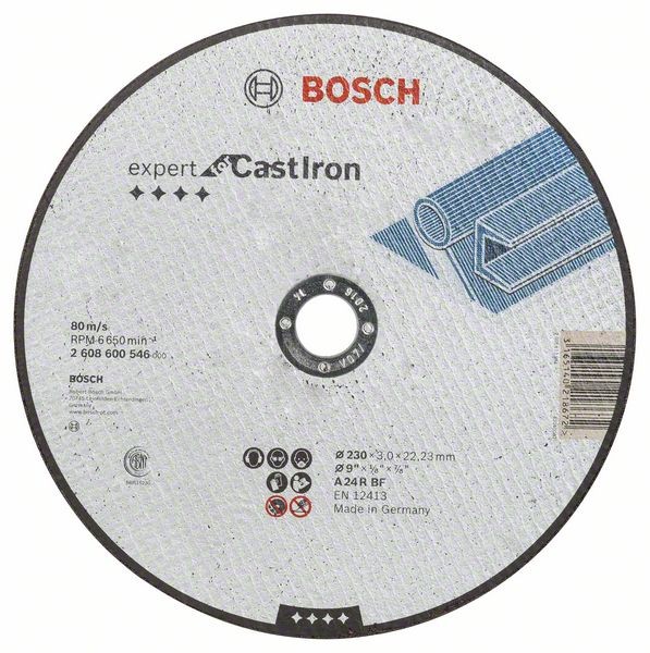 BOSCH TRENNSCHEIBE GERADE EXPERT FOR CAST IRON AS 24 R, 230 MM, 22,23 MM, 3 MM