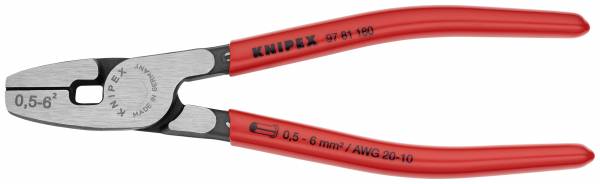 KNIPEX 97 81 180 Crimpzange für Aderendhülsen mit Fronteinführung 180 mm mit Kunststoff überzogen po
