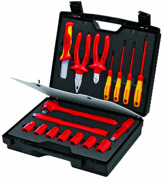 KNIPEX 98 99 11 Kompaktkoffer 17-teilig mit isolierten Werkzeugen für Arbeiten an elektrischen Anlag