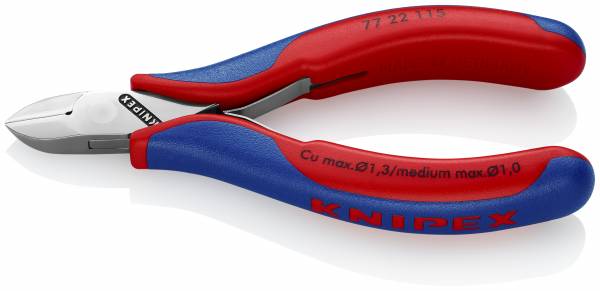 KNIPEX 77 22 115 Elektronik-Seitenschneider 115 mm mit Mehrkomponenten-Hüllen spiegelpoliert